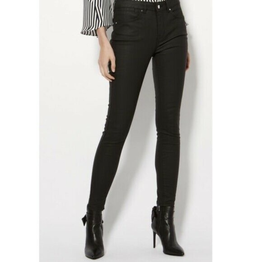 Karen Millen Women's Black Waxed Skinny Jeans 4
